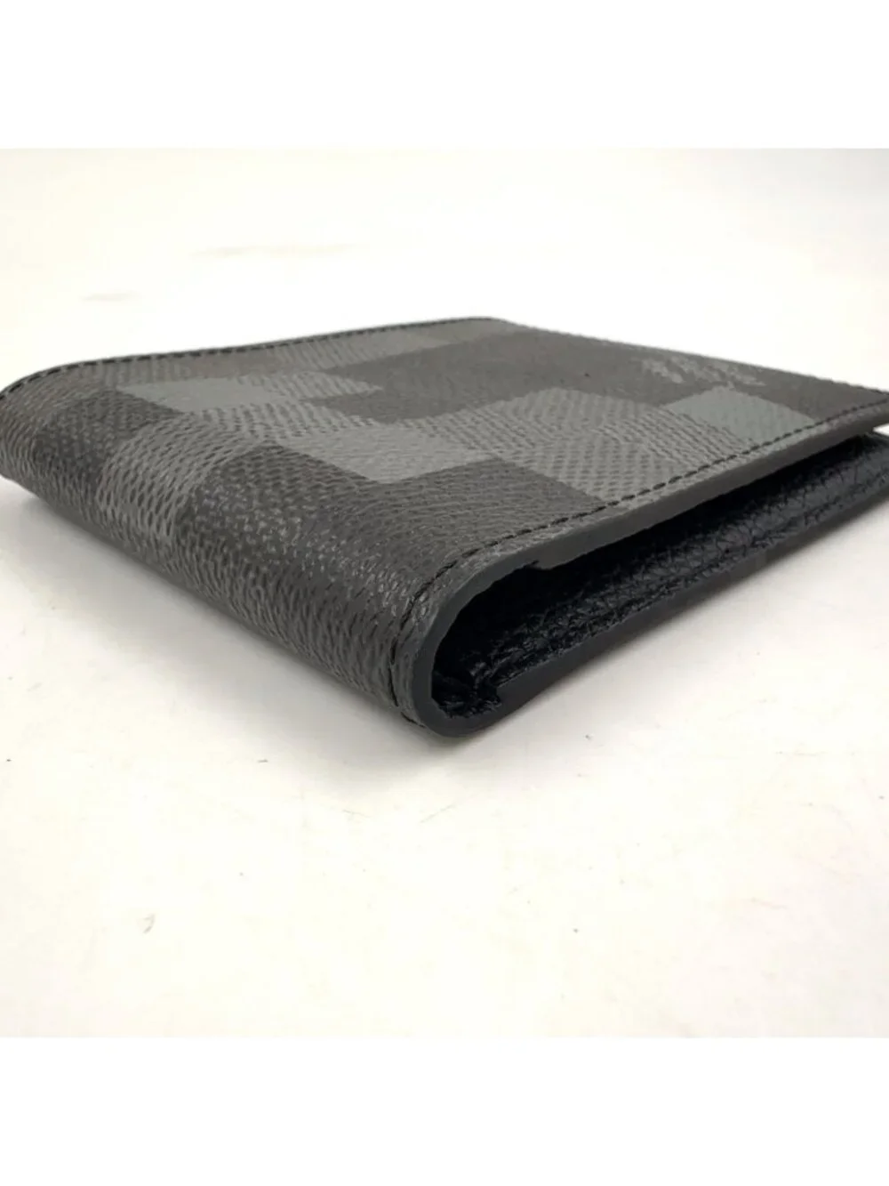 Louis Vuitton Portefeuille Calf Correspondence Leather Black Bi Foldwallet